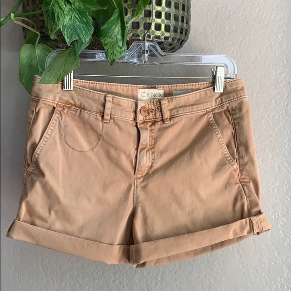 Chino x Anthropologie relaxed flat front tan shorts - Picture 1 of 7